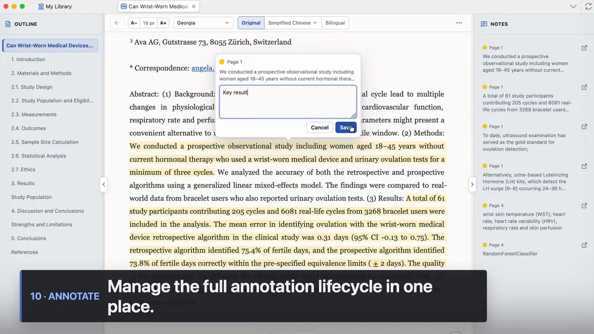 Creating a Zotero-synced annotation in the Mktero reading tab